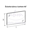 Ścianka tylna z lustrem 45 stopni narożna wewnętrzna 40 cm